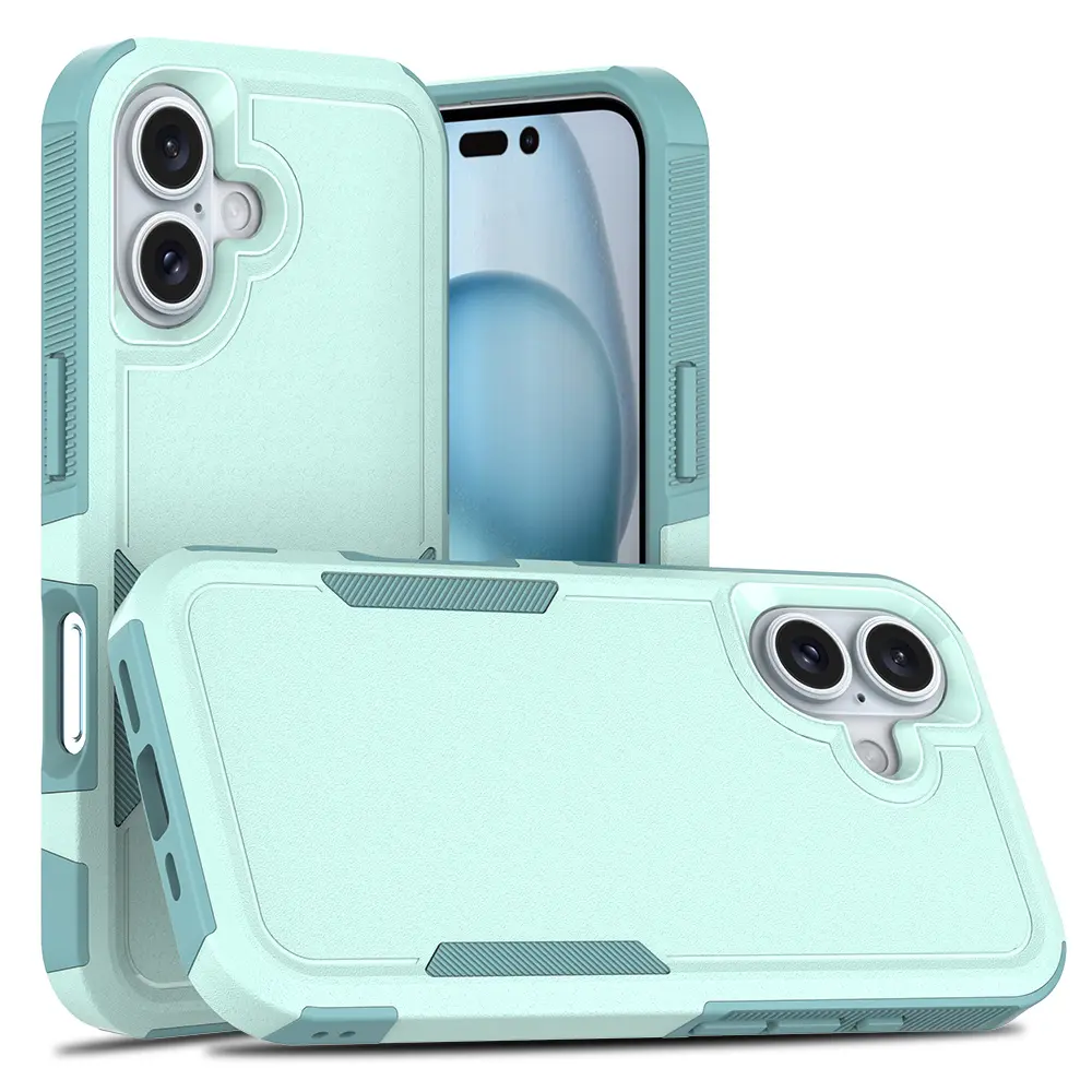 Fin Shockproof Two-Layer Protection Phone Case For iPhone 16 15 11 12 13 14 Pro Max X S XR Luxury Contrasting Armour Anti-Drop Cover