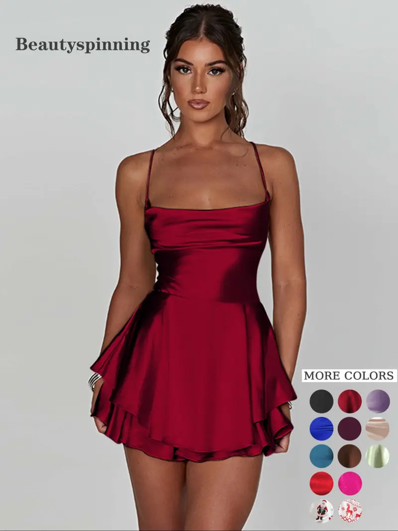 fitted lace wedding dress Zapaka Women Unique Glitter Dark Red Tight Homecoming Dress Spaghetti Straps Beaded Corset Satin Cocktail Dress, Dark Red / US16W