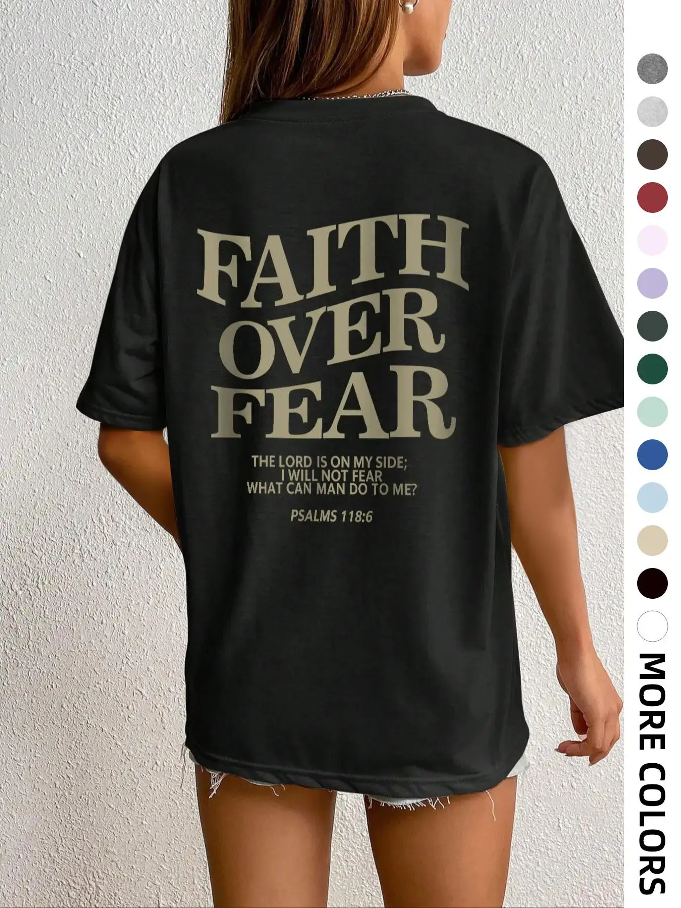 Women's Letter Print Drop Shoulder Tee, Casual Half Sleeve Round Neck T-Shirt for Summer, Women's Top for Daily Wear