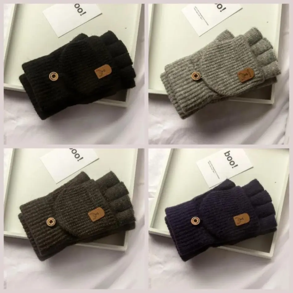 Half-Finger Gloves, Unisex Thick Knit Design for Students & Commuters - Warm with Touchscreen for Writing & Daily School Use