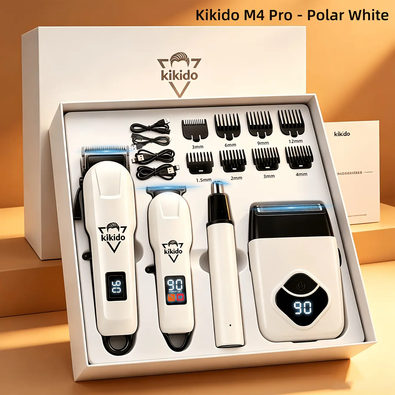 KiKiDO Professional Hair Clipper Set for Men – Cordless USB Grooming Kit with Digital Display, Trimmer, Shaver, Scissors & Capes for Home & Salon