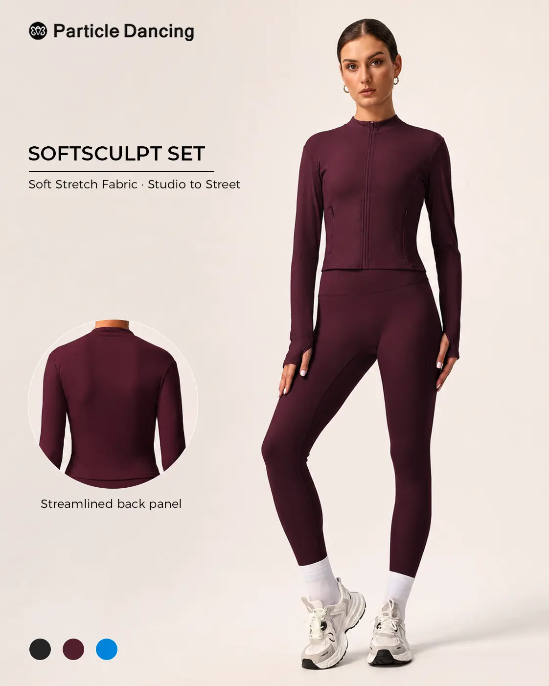 Women’s 2-Piece All-Season Zip-Up Workout Set - Cropped Athletic Jacket with Thumbholes, High-Waist 7/8 Ankle-Length Body-Hug Fit Leggings, Soft Sculpt Stretch Yoga Outfit for Pilates, Gym, Matching Activewear Set
