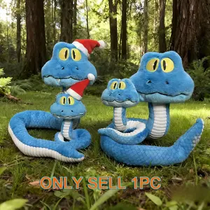Cute Blue Snake Plush Toy - Cartoon  Gary Stuffed Snake Doll with Flexible Body for Bending, for Boys, Girls, Animal Lovers, Fans, Birthdays, and Holidays (Large 21in /Trumpet 11in)