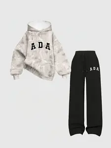 Women's Street Style Hoodie and Pants Set, Womenswear, Casual Daily Wear, Ideal for Sports and Leisure, Perfect for Layering and Fashion Looks, Outfit