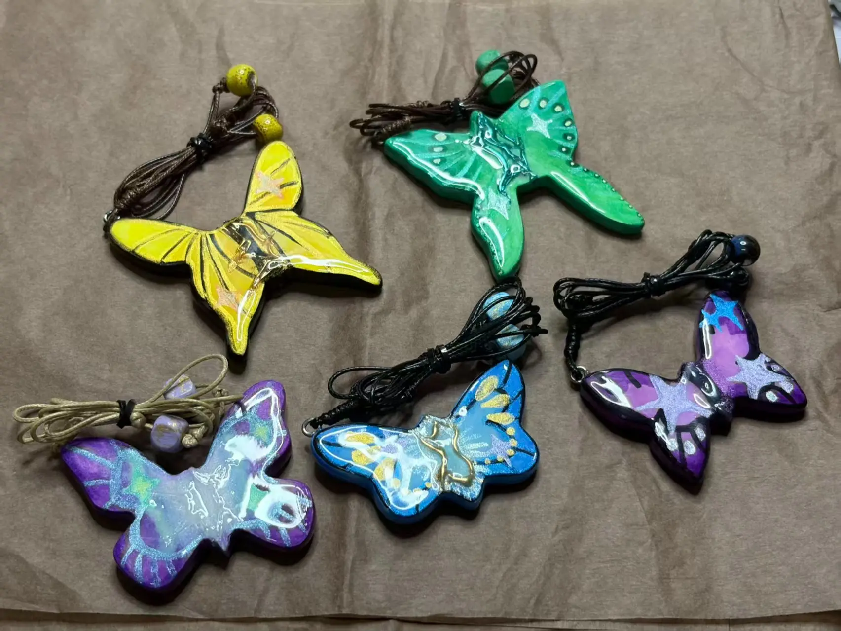Handmade Colorful Butterfly Hanging Ornament | Boho Wall Decor | Ceramic Butterfly Pendant | Gift for Butterfly Lovers