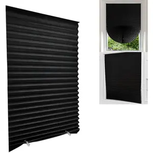 Cordless Blackout Blinds for Windows 23.6x59Inch No Drill Temporary Shades Black High Shading Blinds for Bedroom Bathroom Kitchen