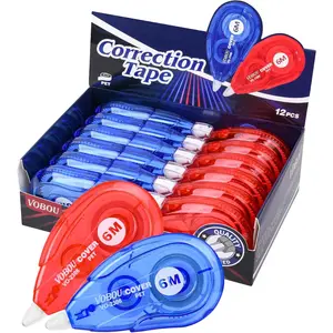 White Correction Tape, Easy To Use Applicator for Instant Corrections, Suitable for School and Office, Red and Blue, 12pack, 6M/256" x 0.2"