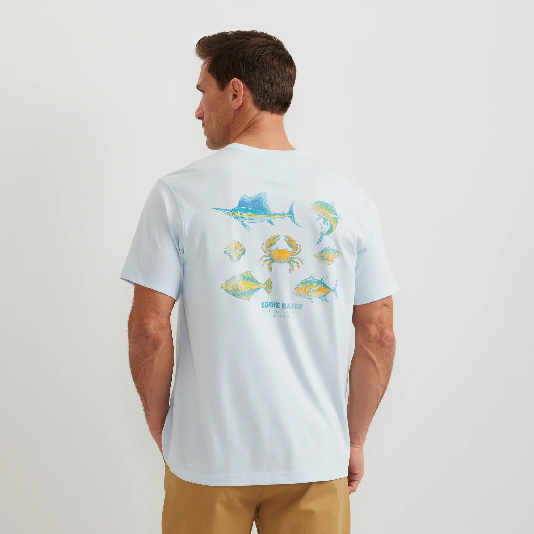 Eddie Bauer Men’s EB Fish Layout T  Everyday Comfort Everyday