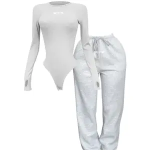 Two Piece Coordinated - Bodysuit & Jogger Set - Winter Fashion
