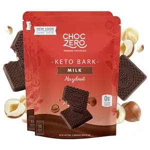 Milk Chocolate Hazelnut Keto Bark by ChocZero - Dessert Bar - Healthy Gluten-Free Dessert - Sugar Free Snacking (6oz per bag, 2 bags) 12.0 Ounce