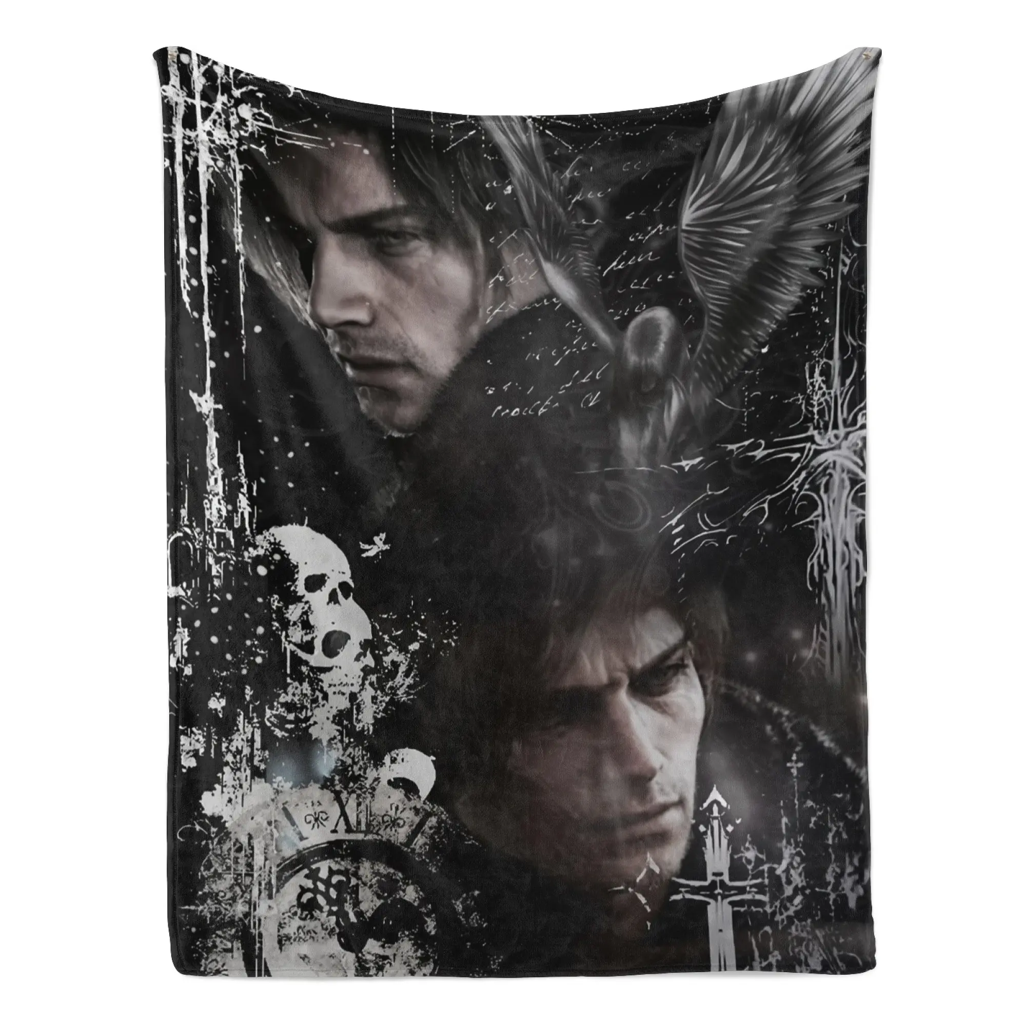 Resident Evil Leon S. Kennedy Dark Gothic Flannel Blanket - Gothic Art, Horror Character, Dark Fantasy Throws, Ultra-Soft, Cozy Sofa Movie Nights, Ideal for RE Fans, Spooky Bedroom Decor, Gifting, Gothic Art Throws, Horror Character Throws