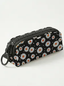 1 piece of daisy pattern 2D printed large zipper pencil case, storage bag, spacious zipper makeup bag school supplies and stationery, durable polyester