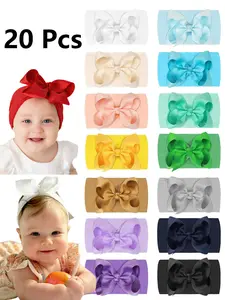 20 Pack Baby Hair Bows, 4 Inch Butterfly Knot Headbands, High Elastic Soft Hair Accessories, Infant Shower Gifts, Baby Big Head Bow