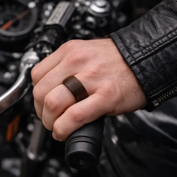 Black Walnut Wood Ring – Torch Burn Handcrafted Wood Band