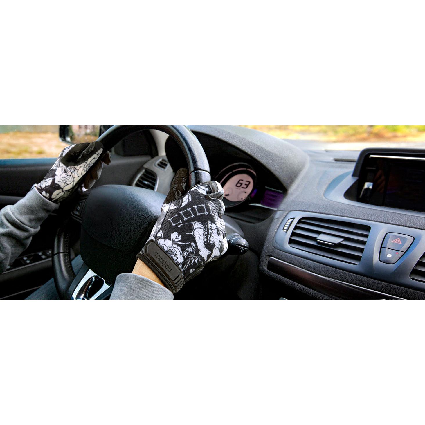 COOLJOB Mechanic Safety Work Gloves, Enhanced Anti-Slip Grip Tactical Gloves, Touchscreen (Skull)