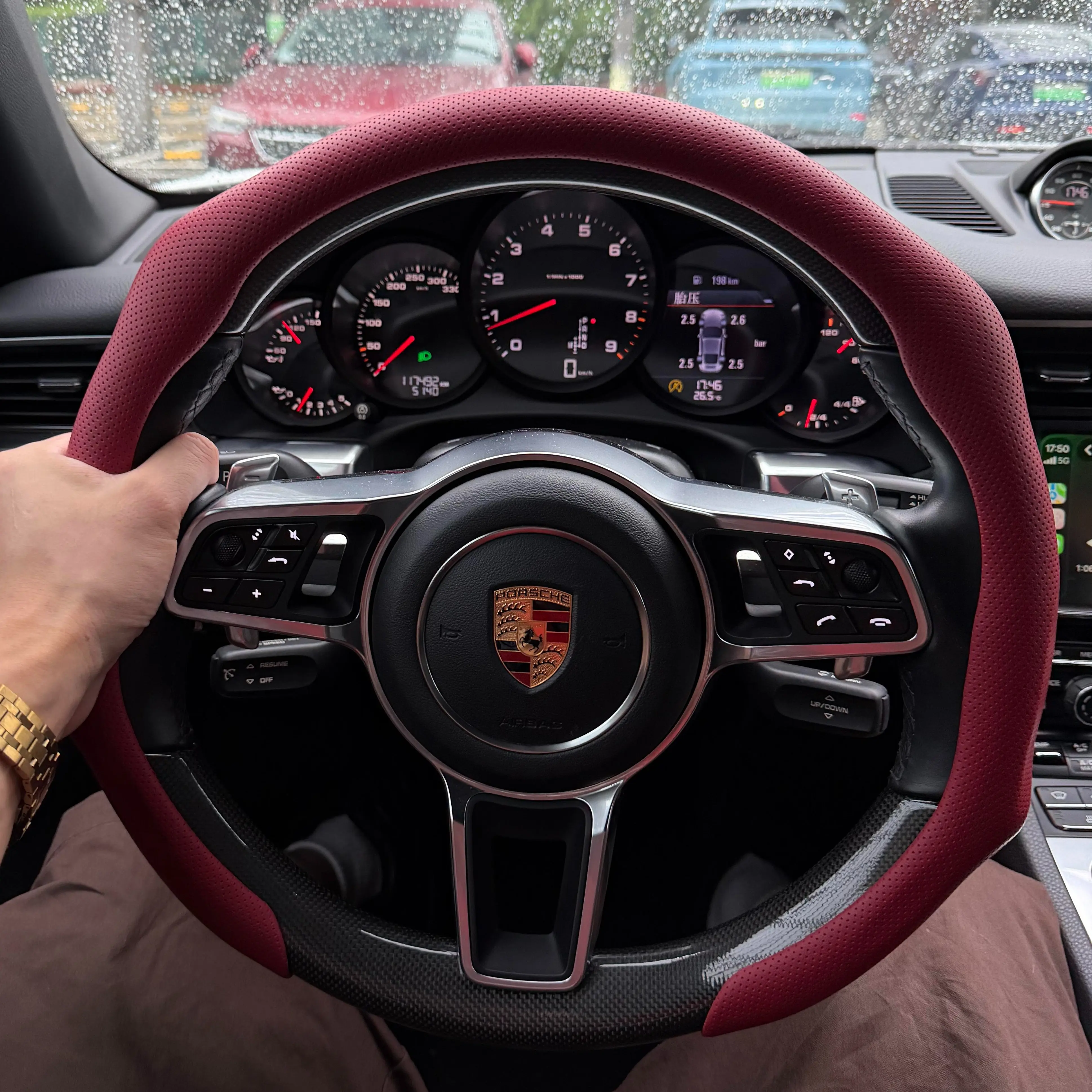 2026 New Napa Leather Steering Wheel Cover - Universal Fit Car Interior Accessory, Steady Nonslip, Breathable, Ultra-Thin All-Weather Grip, Modern Sport Design, Multiple Color Options