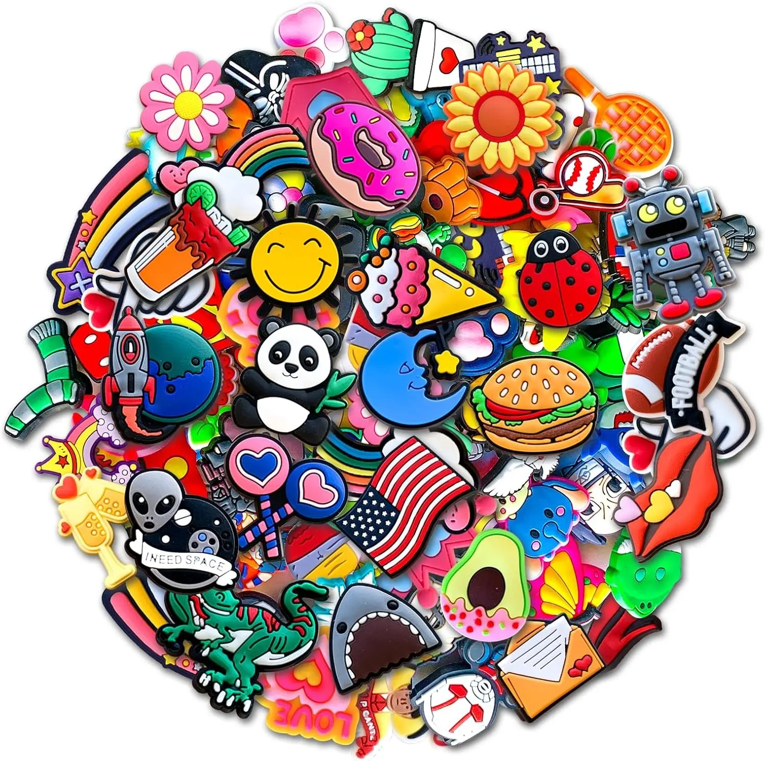 30Pcs Random Shoe Charms Set - Cute Cartoon Design - DIY Bulk Clog Sandals Decoration Accessories Pack for Gift
