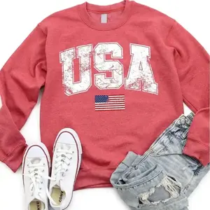 Retro American sweatshirt, women's American round neck sweatshirt, American shirt, July 4th sweatshirt, patriotic sweatshirtRAIMENTRY