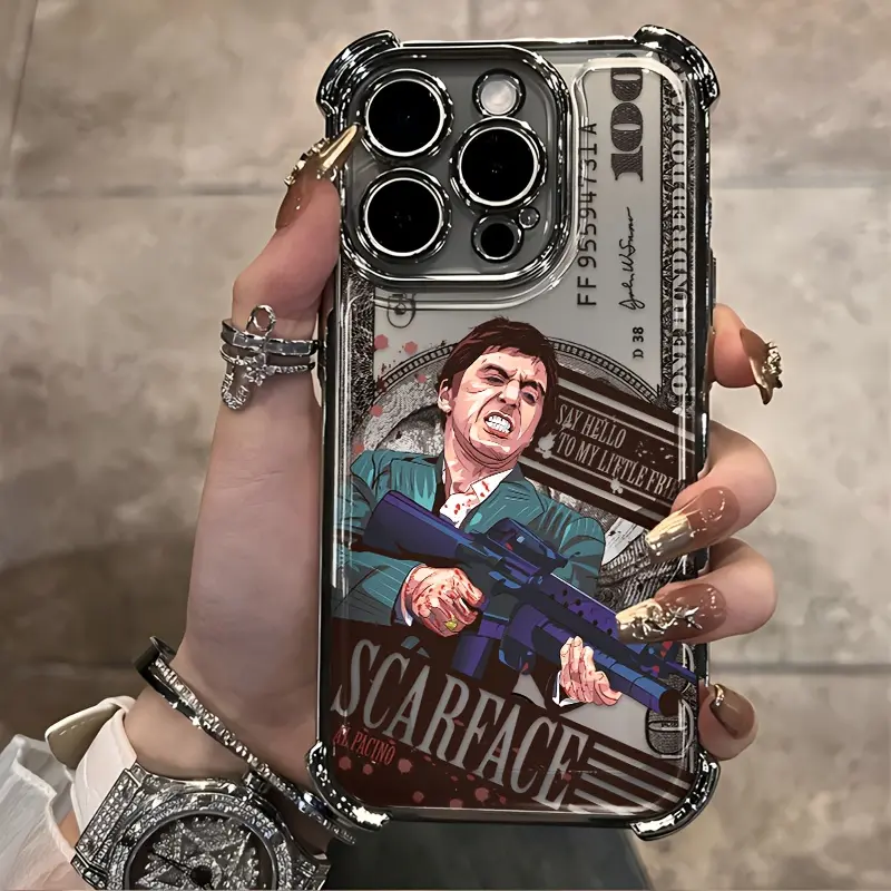 [Full-Upgraded Lens Protection] Popular Classic Movie Cool Money S-ScarfaceS Creative Phone Case Suitable for iPhone 17 16 15 14 13 12 11 Pro Max Plus Air Cellphone Smartphone Shockproof Cover Protection Protective Casing Protector