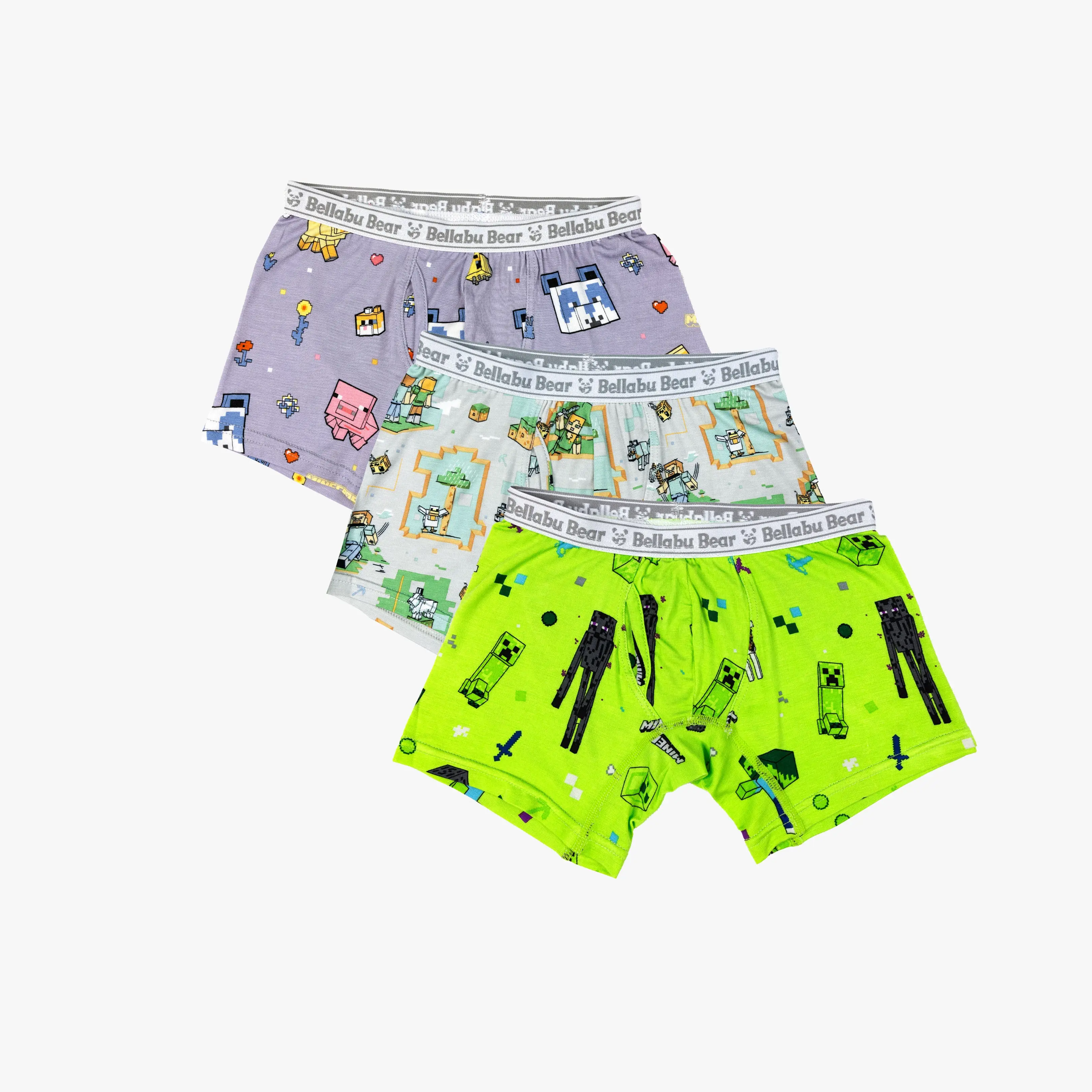 Bellabu Bear Minecraft Bamboo Boys' Boxer Brief Underwear 3-Pack