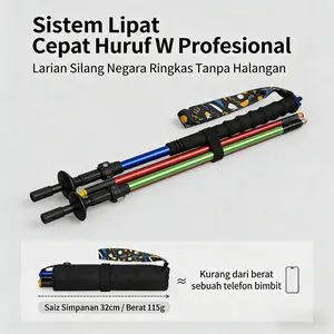 Tankye   Aluminum alloy 7001 T6 four-section off-road running stick, folding and telescopic hiking stick, ultra-light outdoor hiking walking stick