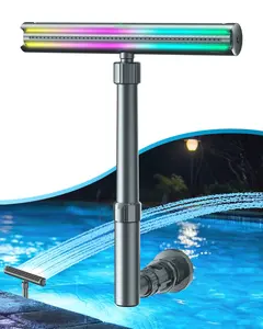 UIRWAY Solar Pool Fountain, 52 Ultra-Bright LEDs, 10-Color Pool Lights with 4 Modes, 120FT Remote Control, Adjustable Angle, for Above & In-Ground Pools, Solar Fountain, Metal Gray