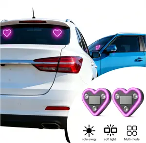 1/2Pcs Heart Shape Car Interior Solar Powered LED Neon Light with 5 Lighting Modes - Eco-Friendly Wireless Car Interior Decor, Perfect for Decorating Car Dashboards And Home Parties, ambient lighting car, interior car lights
