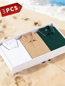 Pack of 3 heavy-duty men’s polo shirts, stylish. Soft and breathable, 3D cut. An ideal choice for golf and business. Color-block suit jacket for sports, office, and everyday wear. Perfect for carnivals and Valentine’s Day