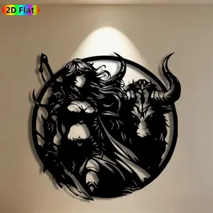 1pc Viking & Bull Metal Wall Art,Viking & Bull Statue Mural, Ideal Gift for New Year, Easter, Viking Decor Enthusiasts, Rust-Resistant Metal Wall Decor Wall Sculptures, Perfect for Living Room Wall & Garden Fence, Unique Home Decor