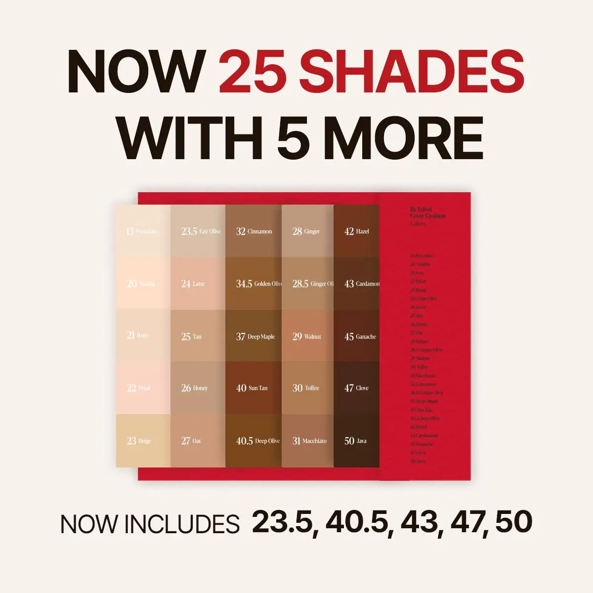[Espoir Official][Trial Kit] Be Velvet Cover Cushion Foundation 25 Shades Trial Kit | Full Coverage, Zero Oxidation, Lightweight, Semi-matte Finish, Long-lasting | Vegan K-beauty Flawless Complexion Concealer Makeup Cosmetic
