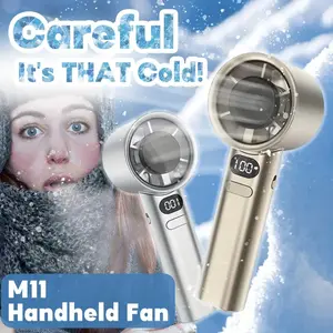 2025 Best Selling Handheld Fan with LED Display Strong Wind Long Battery Life Compact Size 120 Stepless Hurricane Technology Personalized Wind gold iron folding black portable personal cooling jelly Adjustable Solar Fishing turbo room chill
