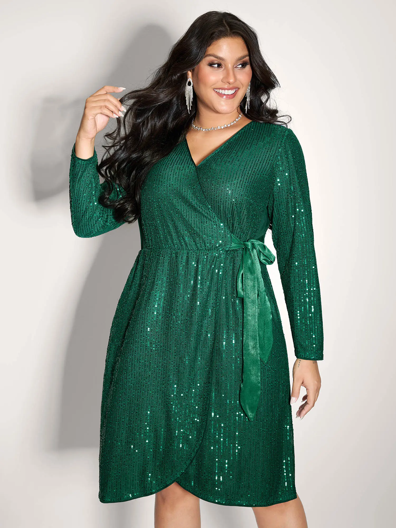 BLOOMCHIC Women's Sequin Wrap Neck Spliced Long Sleeve Casual Midi Dress - 2026 Summer Pick Fit Womenswear Swimweek - TikTok Shop BLOOMCHIC Women's Sequin Wrap Neck Spliced Long Sleeve Casual Midi Dress - 2026 Summer Pick Fit Womenswear Swimweek - TikTok Shop