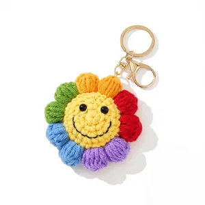 Handmade Crochet Sunflower Keychain for Women - Bag Charm, Bag Chain, Boho Aesthetic Key Ring Accessory, Trendy Purse Charm for Backpack & Car Keys, Birthday Gift for Friends
