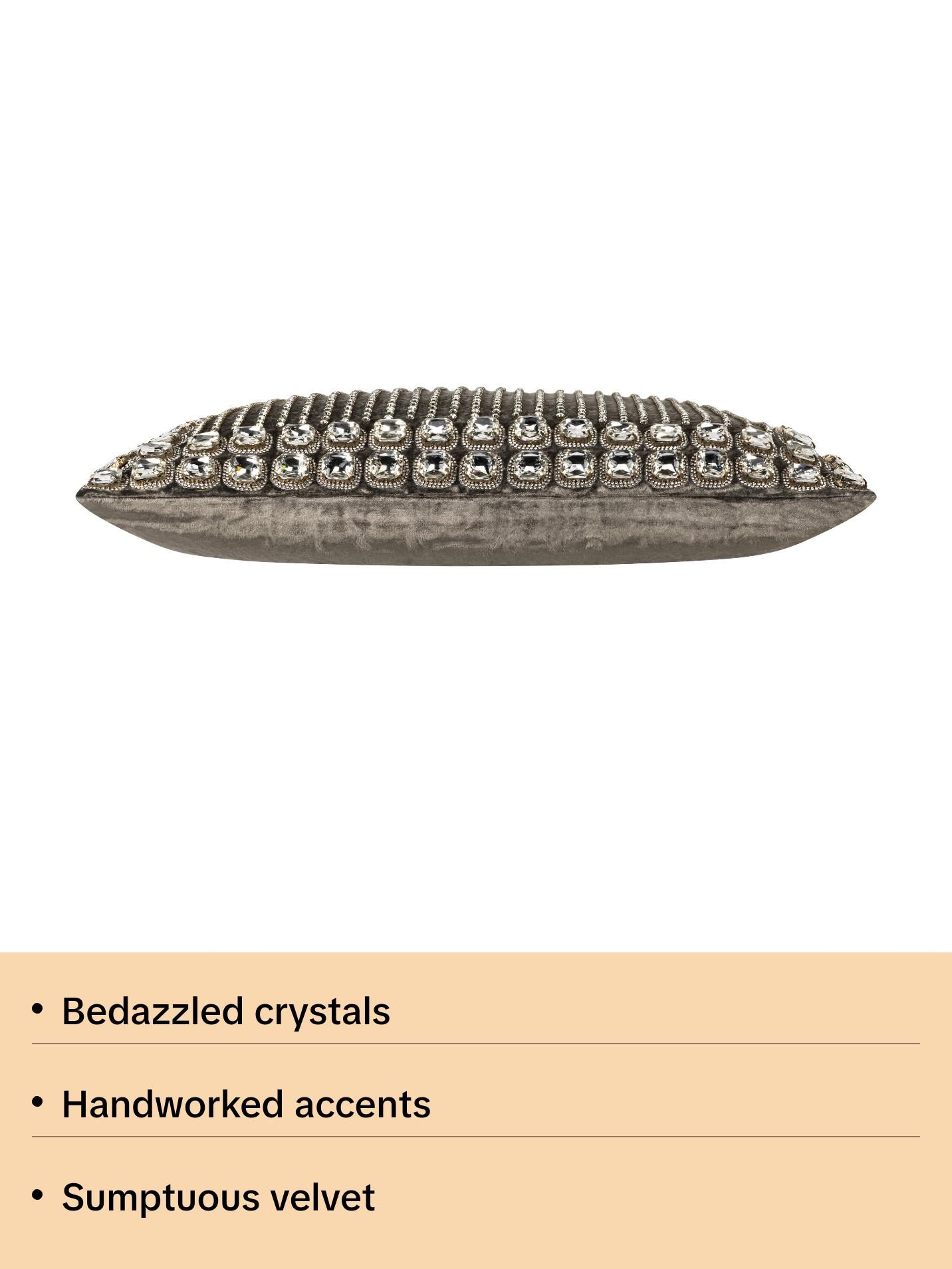 Sam + Misti Adriana Bedazzled Crystal Silver Pillow