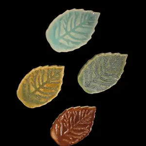 The Peppered Potter Earthy Toned Ceramic Leaf Refrigerator Magnets - High-Gloss Botanical Kitchen Decor & Office Organizers