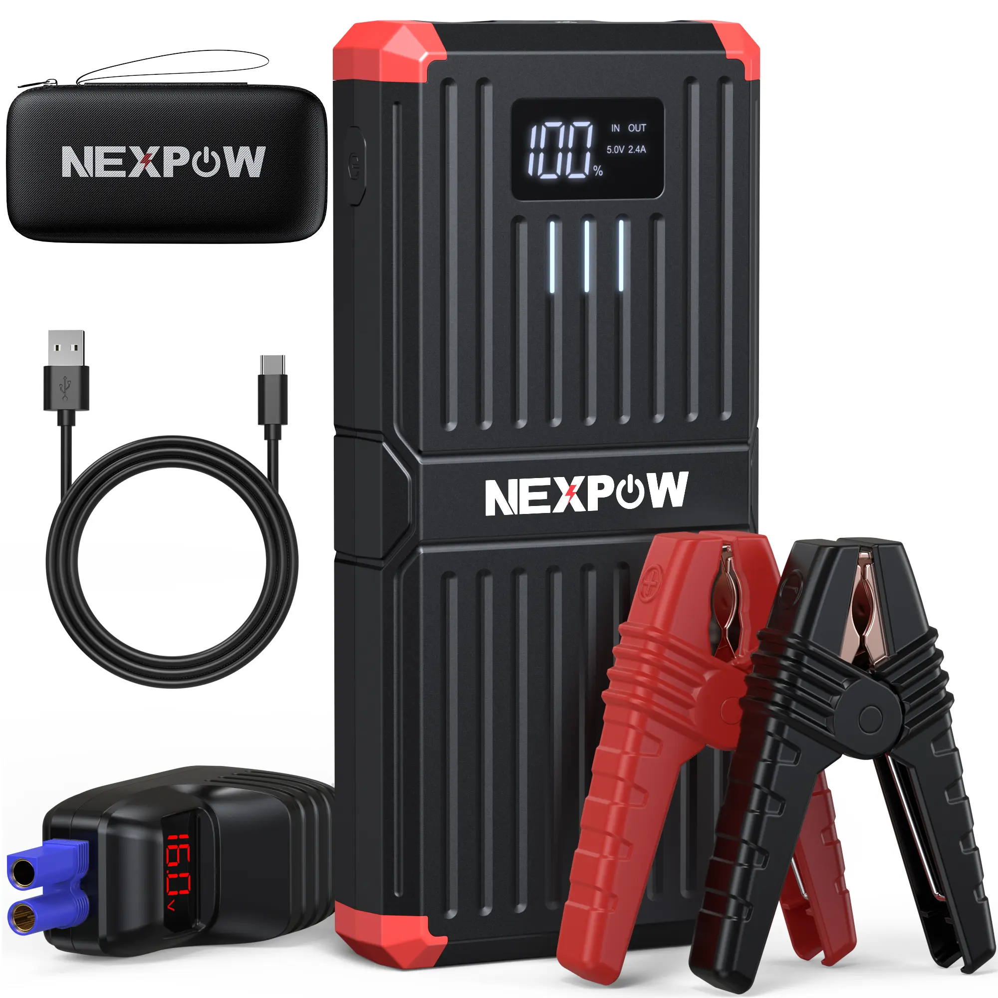 NEXPOW 6000A Car Jump Starter  Powerful & Multi-Functional Emergency  Battery Booster,12V Portable Jump Box with LED Display & Smart Jumper  Cables - TikTok Shop