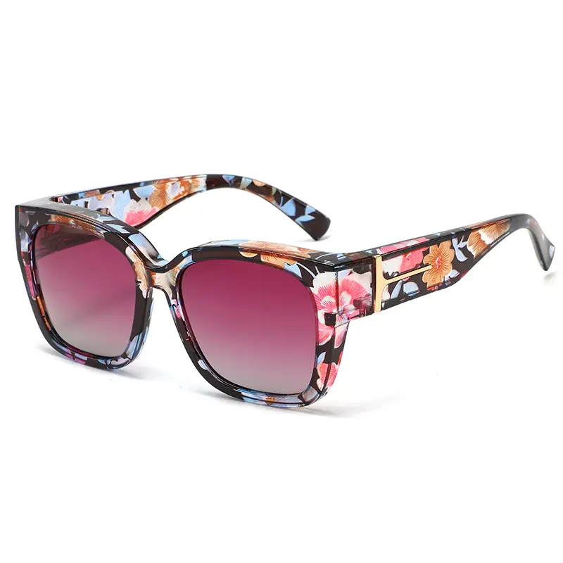Blue Floral Frame, Gradient Purple Lenses