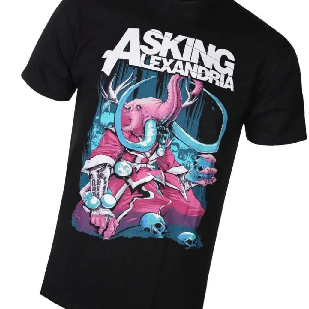 Asking Alexandria Tシャツ Lサイズ 100%コットン Asking Alexandria Elephant New Black T-Shirt Unisex Cotton Fabric