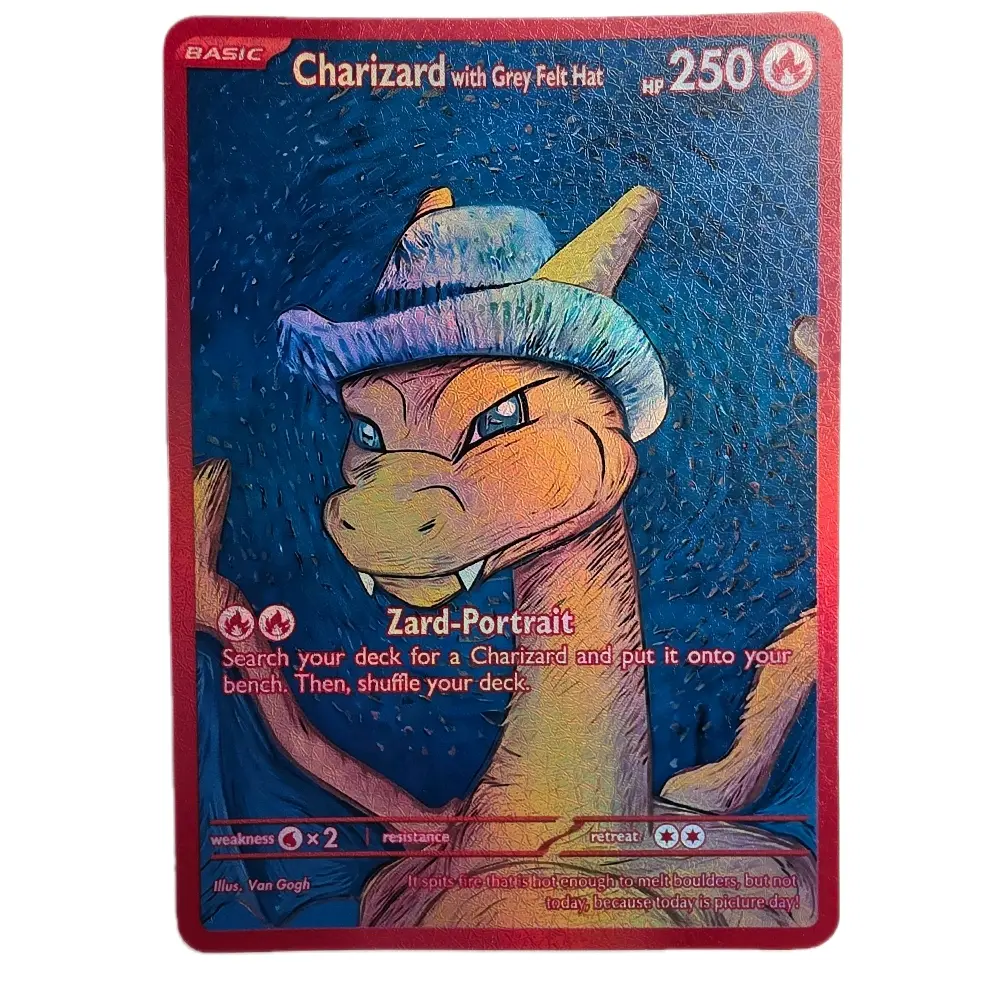 Charizard with Grey Hat Picture Day Ready Standard Rainbow Holo or Textured Rainbow Holo Red or Grey Border