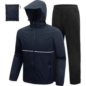 Rain Suit Waterproof Jacket and Pants 2 Pieces Men Rain Gear Breathable Lightweight Packable