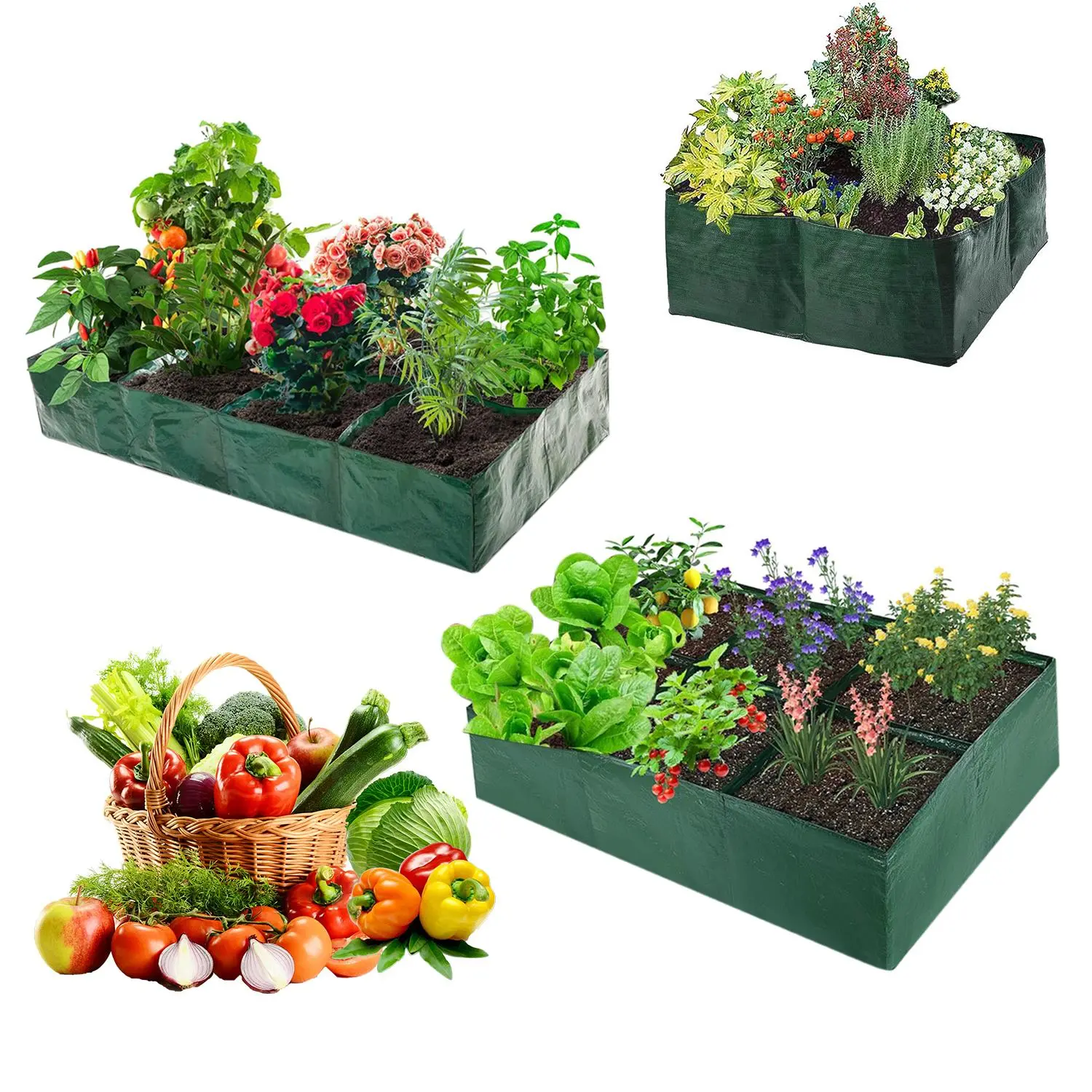 Portable Multi-Section Plant Grow Bag, Divided Compartment Planter for Vegetables, Potatoes, Flowers, Indoor-Outdoor Home Planter, summerwins Gardening Supplies, Plant Grow Bags