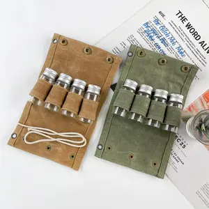 Outdoor Spice Bottle Set, 1 Set Portable Foldable Waterproof Storage Bag, Camping & Hiking Picnic Barbecue Seasoning Bag, for Outdoor Cooking Supplies