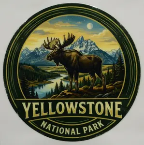 Yellowstone National Park Moose Sticker (3 inch Round) – UV Water-Resistant Decal