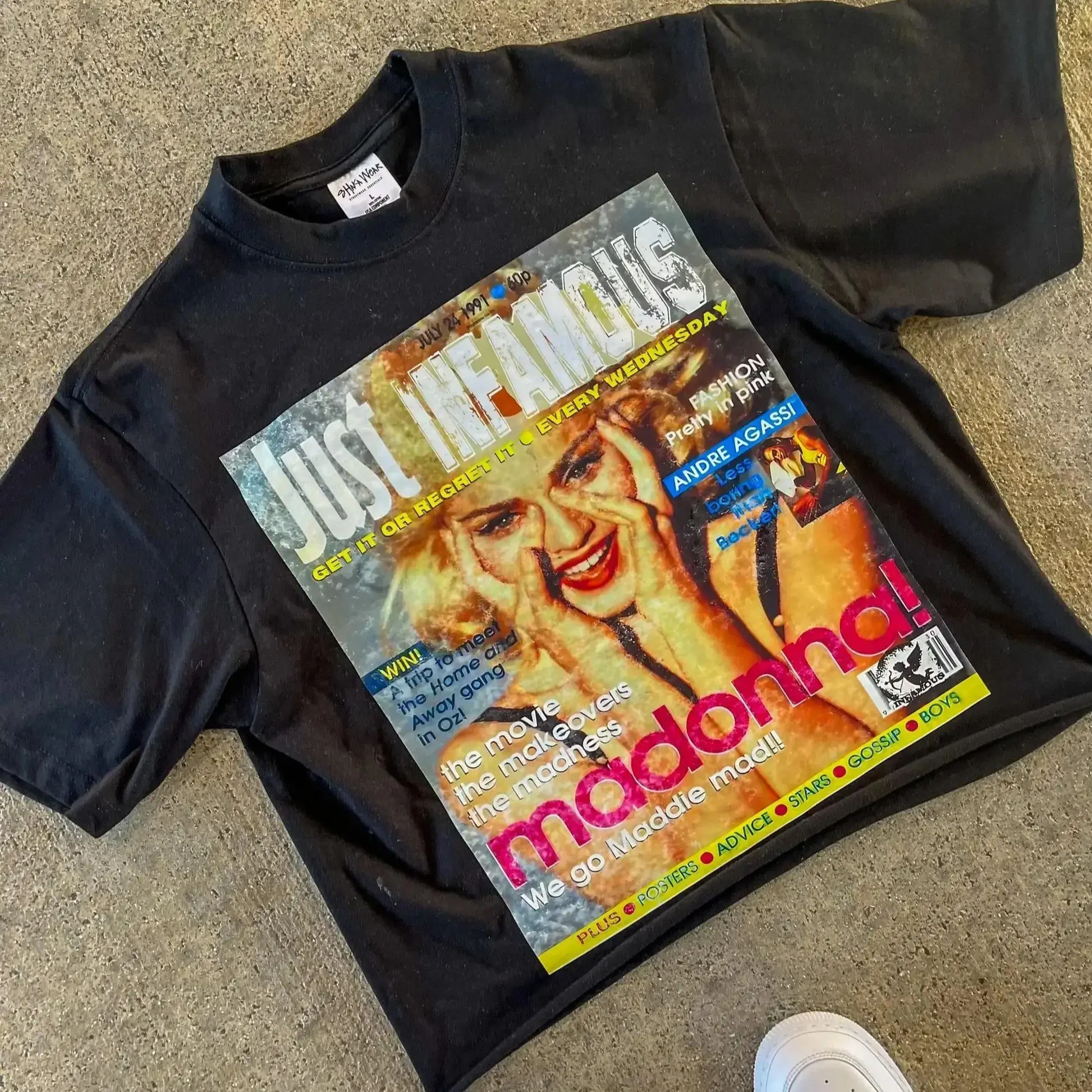 Harajuku American Newspaper Graphic T Shirts Y2k Tops Oversized T Shirt Couple Pro Choice Gothic Streetwear Vintage Men Clothing