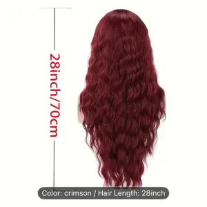 28 Inch Synthetic Hair Easy Styling Crimson Wig for Women