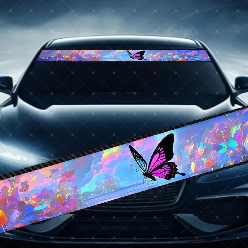 Attractive Butterfly Car Windshield Sticker, Decorative Vinyl Car Decals, Decal for Cars, Car Window Decal, Windshield Banners, Scratch Cover Waterproof UV Protection, Fits All Cars, Vehicle Exterior Decoration