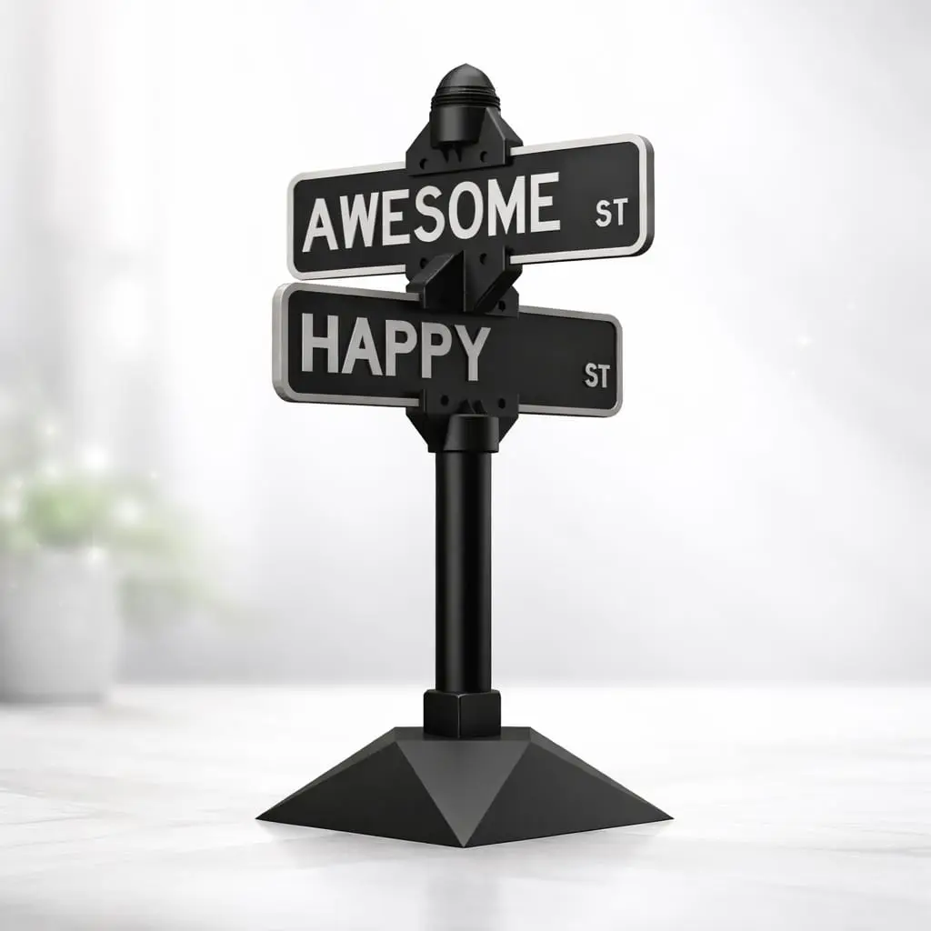 Personalized 3D Printed Street Sign Desk Decor Customizable Office Gaming Mancave End Table Funny Signs High Quality Durable Non Slip Base Versatile Home Shelf Decor Gift Set Coworker Coordinator