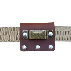 MEEBOY Handmade Leather Tape Measure Holder for Belt with Solid Aluminum Rivets Durable Organizer for Measuring Tools