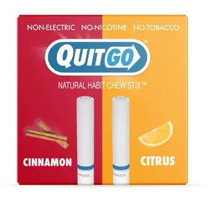 QuitGo Fresh Air Habit Chew Stick - Reusable Natural Aid Straw to Curb Cravings & Breathe Freely - Durable Drinkware with Menthol - Cinnamon & Citrus Flavors