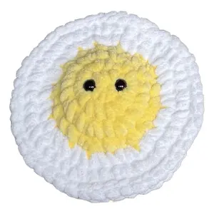 DIY Crochet Fried Egg Kit | Beginner Amigurumi Plush Kit | Cute Food Crochet DIY | Includes Yarn & Tools | Easy Starter Kit